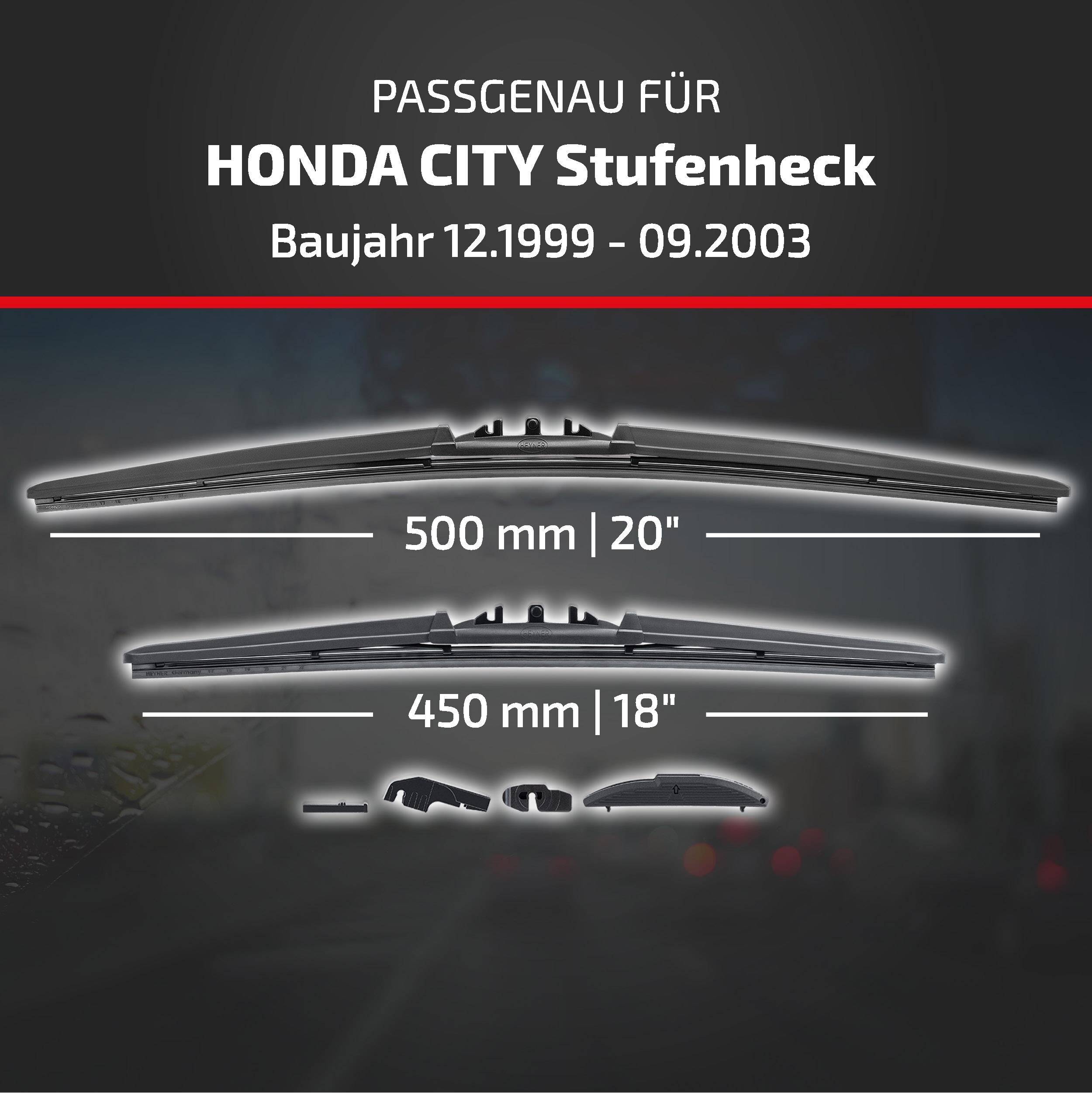 Infografik zur Scheibenwischer-Montage für das Modell „Honda City Stufenheck