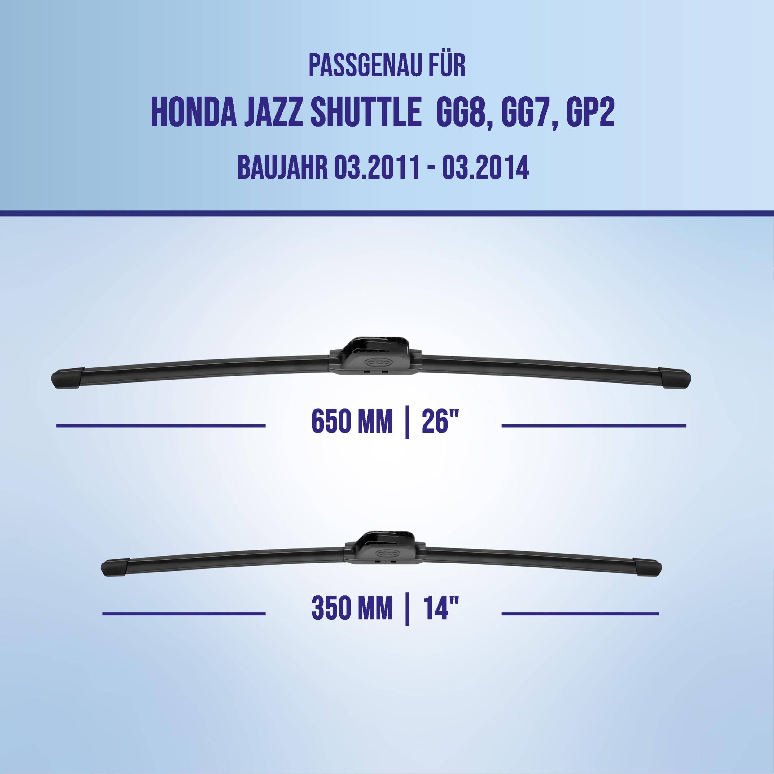 alca® Scheibenwischer ideal für HONDA JAZZ SHUTTLE (03.2011 - 03.2014) U-FLAT Flachbalkenwischer