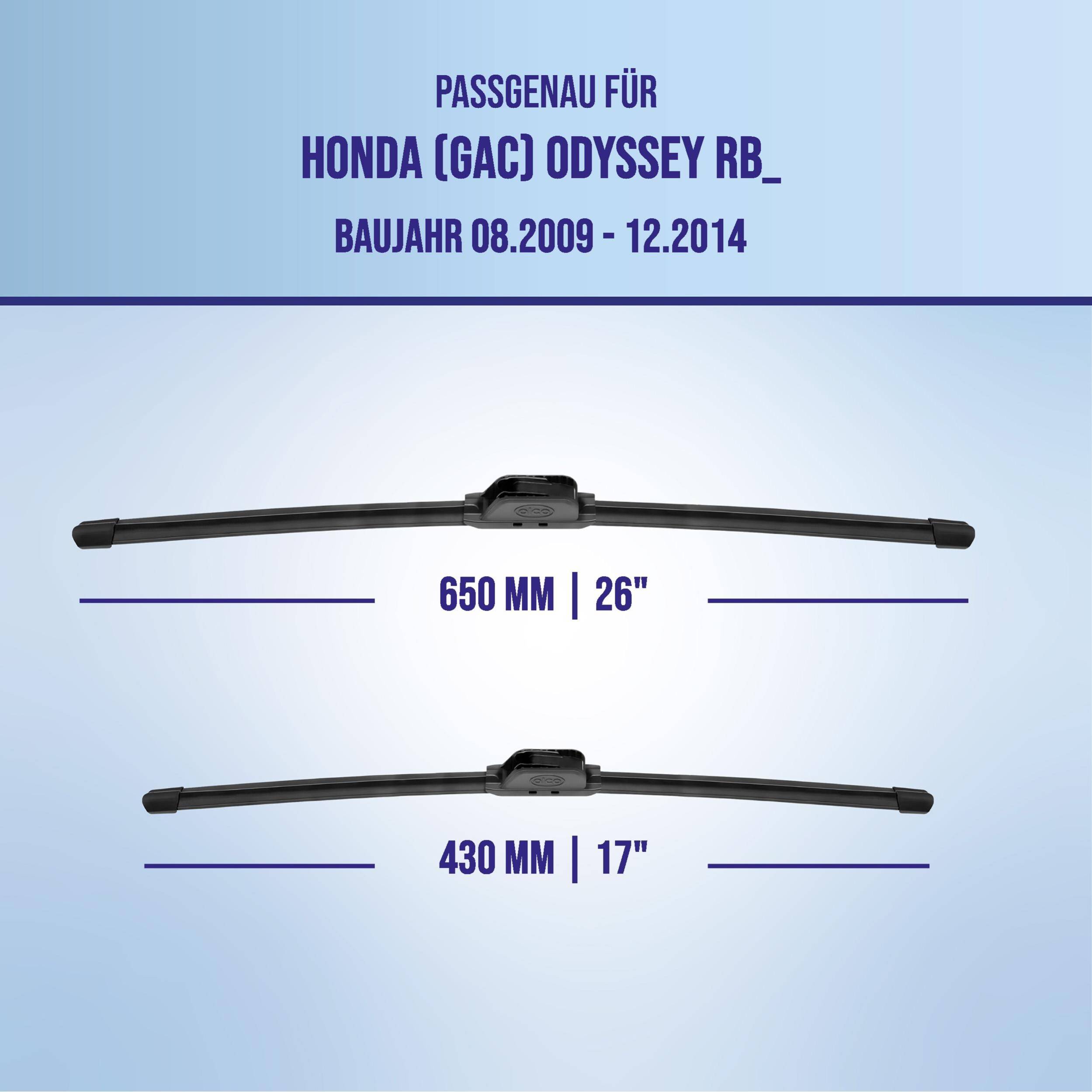 alca® Scheibenwischer ideal für HONDA (GAC) ODYSSEY (08.2009 - 12.2014) U-FLAT Flachbalkenwischer