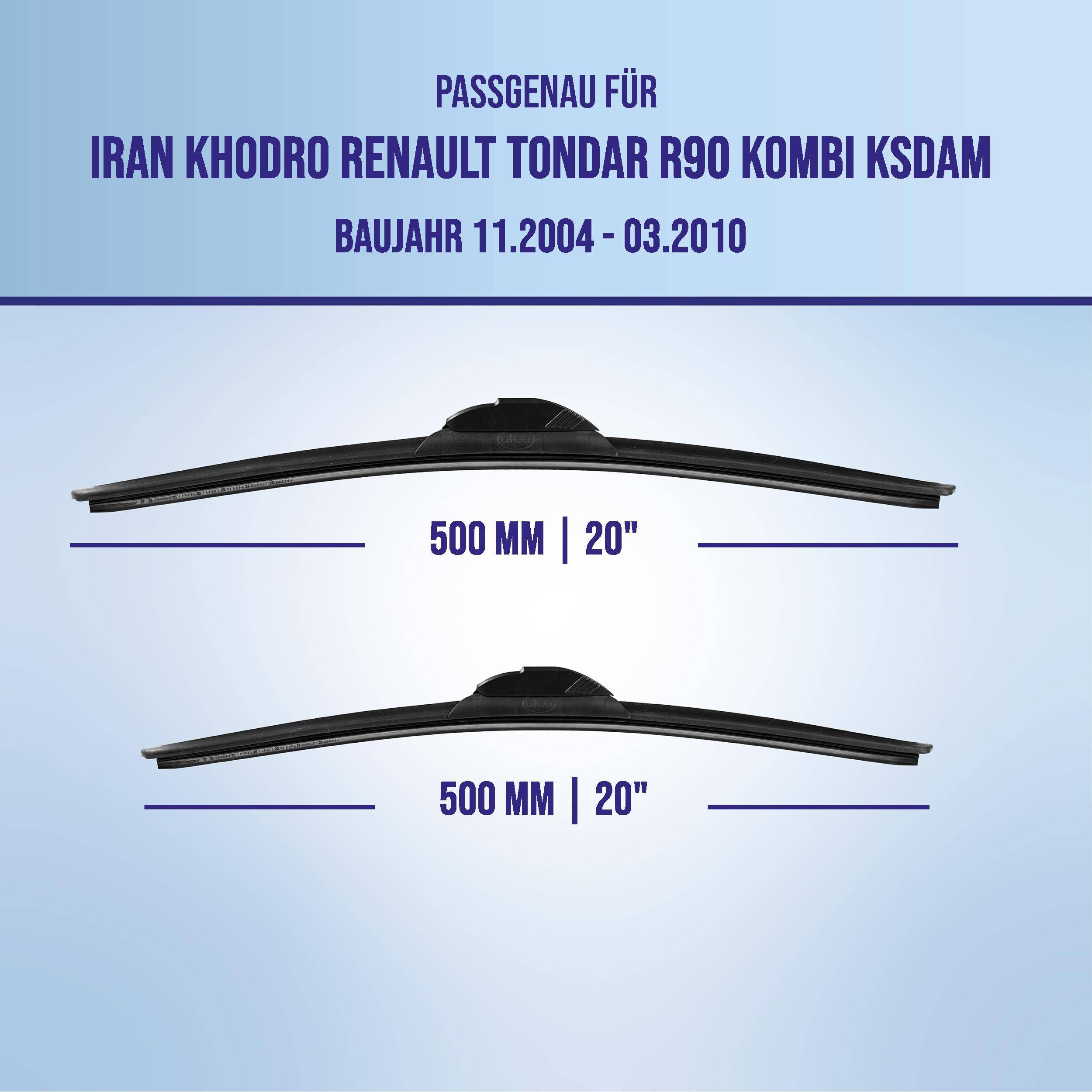 alca® Scheibenwischer für IRAN KHODRO RENAULT TONDAR R90 Kombi 11.2004 - 03.2010, SUPER FLAT