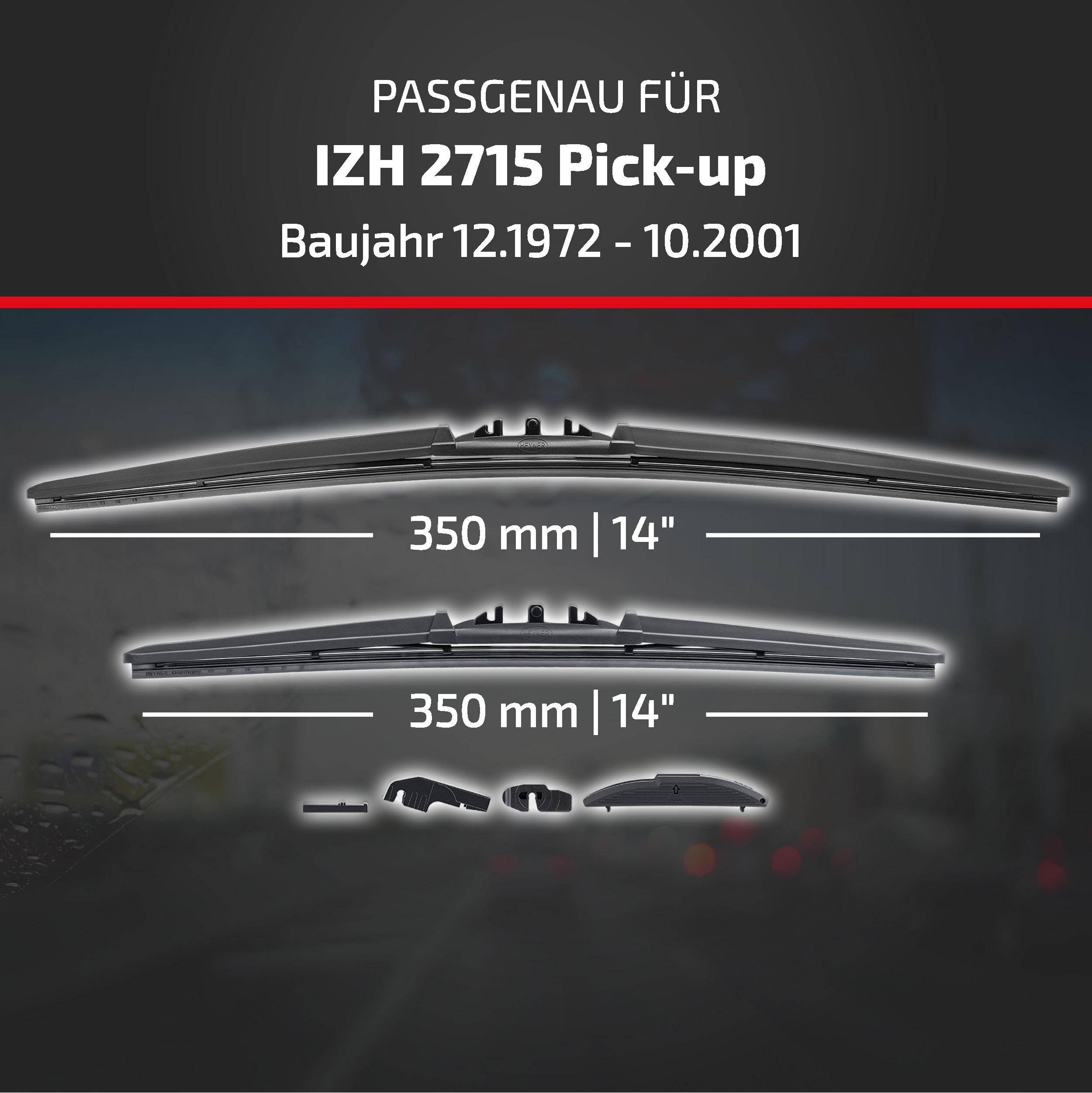HEYNER® Scheibenwischer für IZH 2715 Pick-up 12.1972 - 10.2001, HYBRID Flachbalkenwischer,