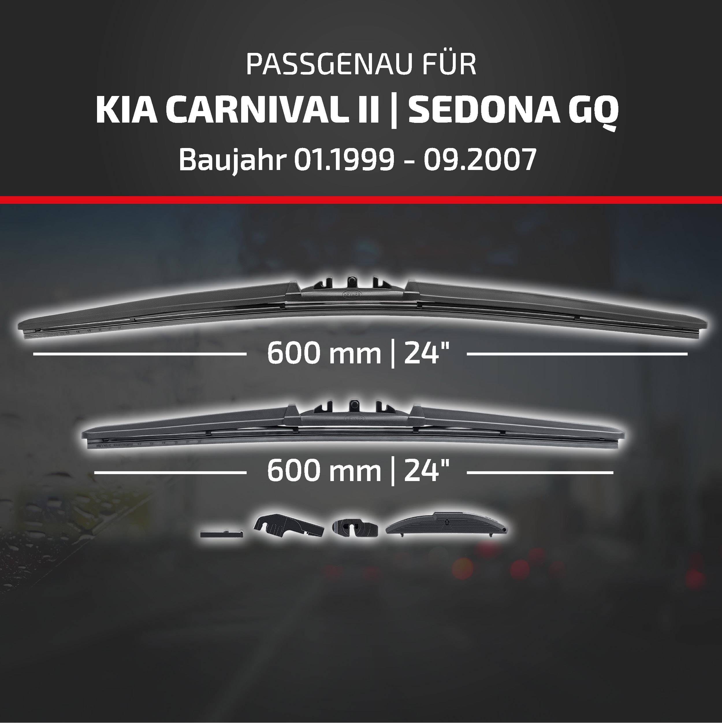 HEYNER® Scheibenwischer für KIA CARNIVAL II | SEDONA (01.1999 - 09.2007) HYBRID Flachbalkenwischer