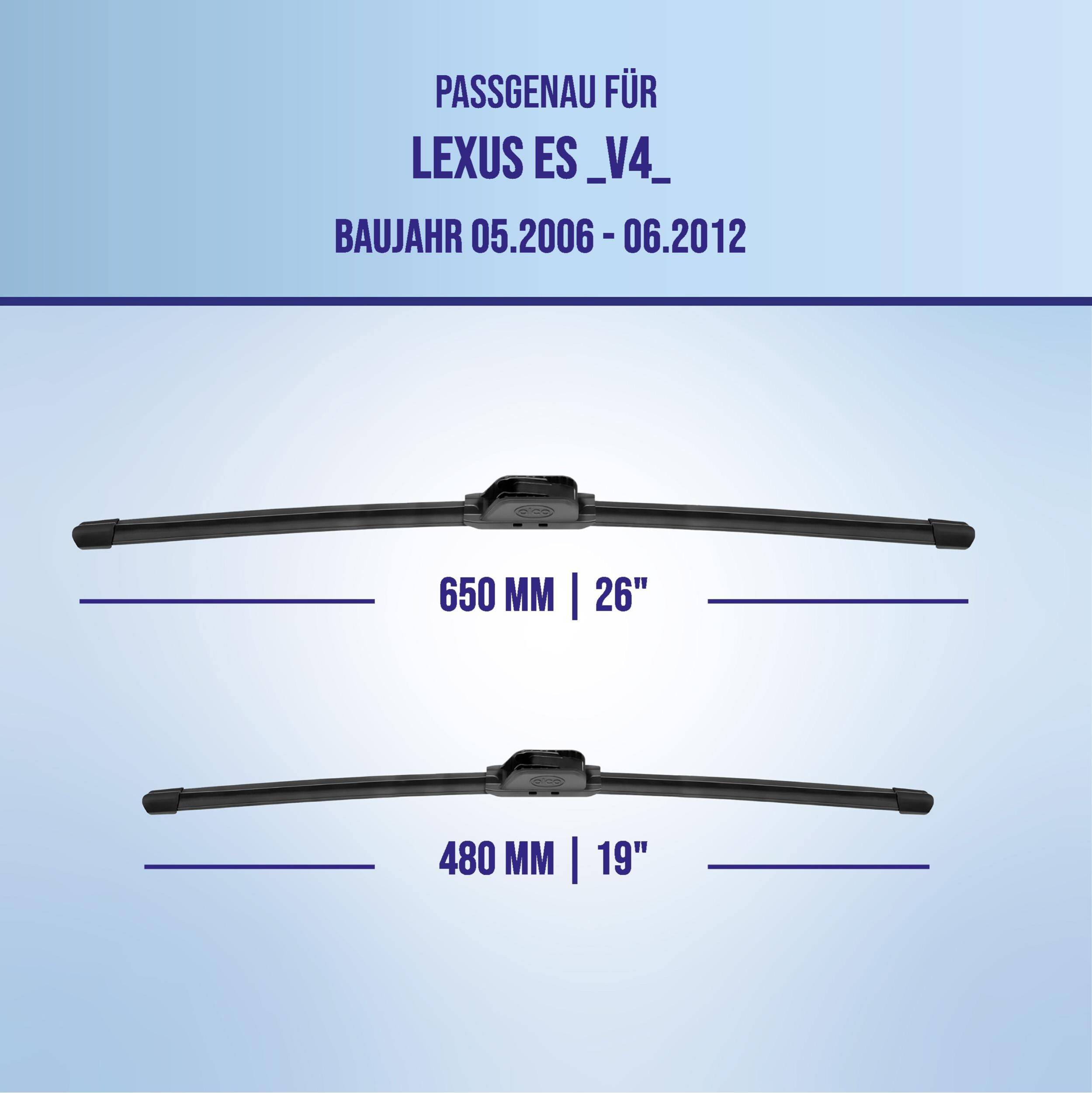 alca® Scheibenwischer ideal für LEXUS ES (05.2006 - 06.2012) U-FLAT Flachbalkenwischer