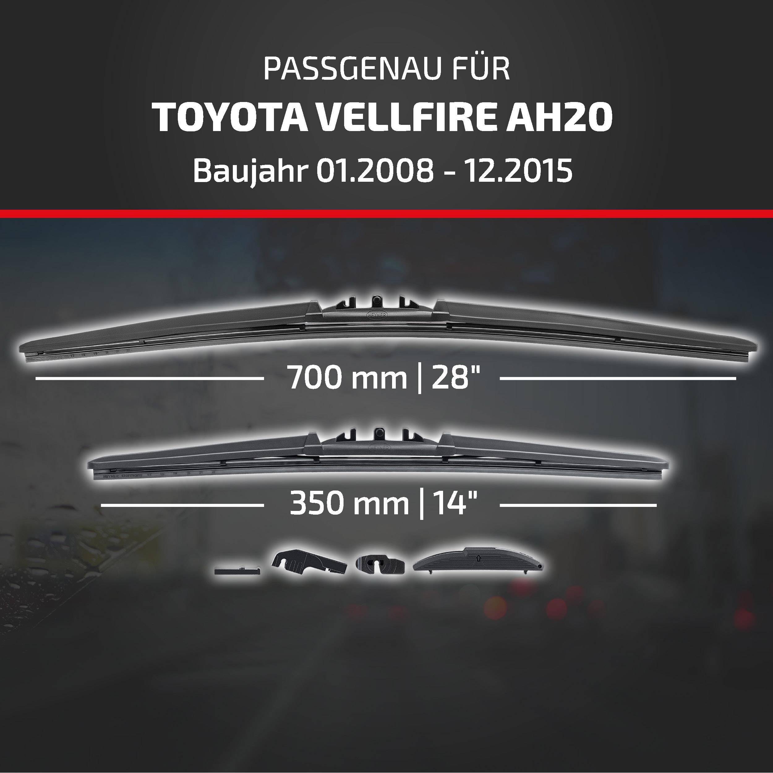 HEYNER® Scheibenwischer komp. mit TOYOTA VELLFIRE (01.2008 - 12.2015) HYBRID Flachbalkenwischer