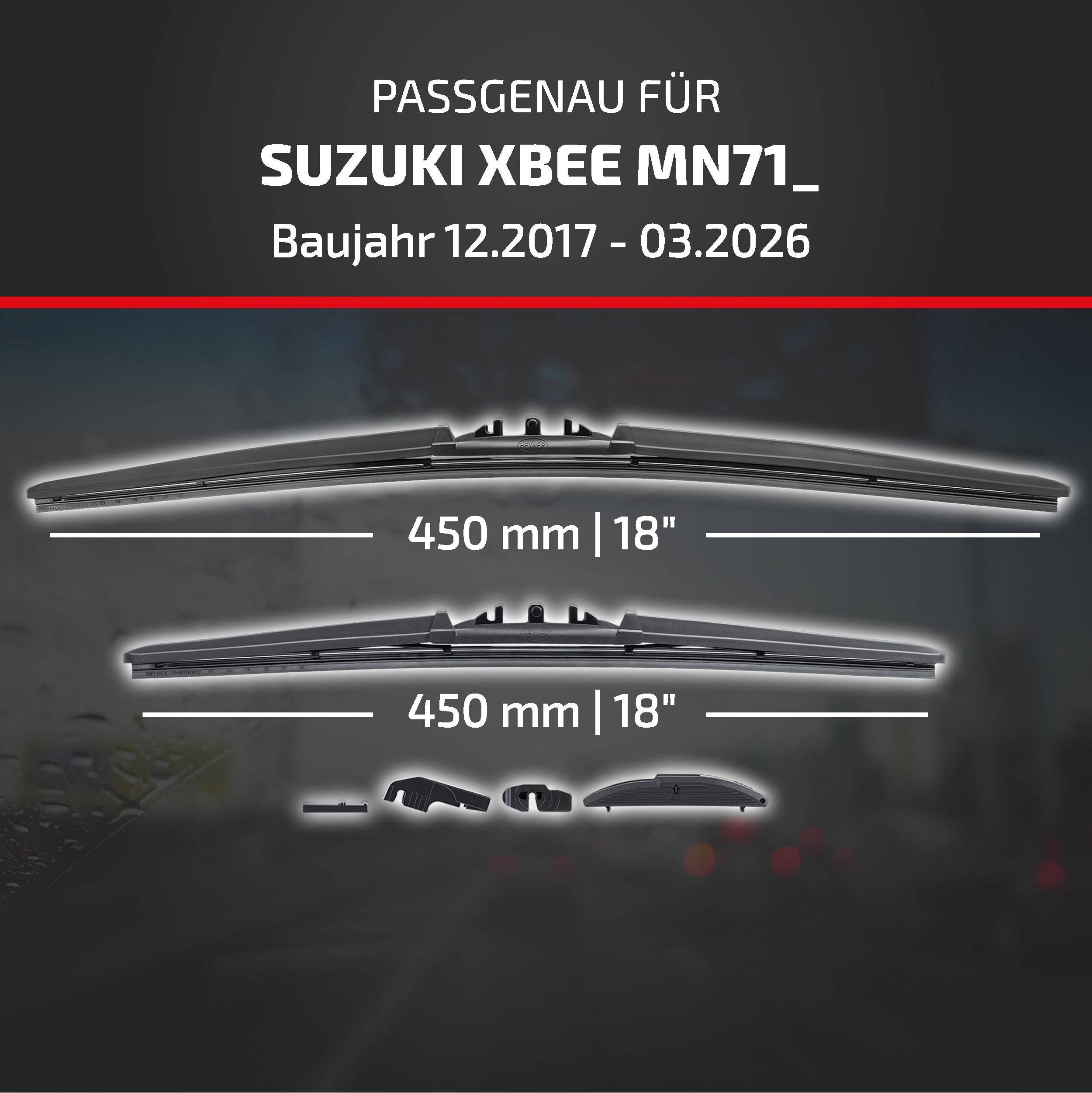 HEYNER® Scheibenwischer komp. mit SUZUKI XBEE (12.2017 - 04.2026) HYBRID Flachbalkenwischer