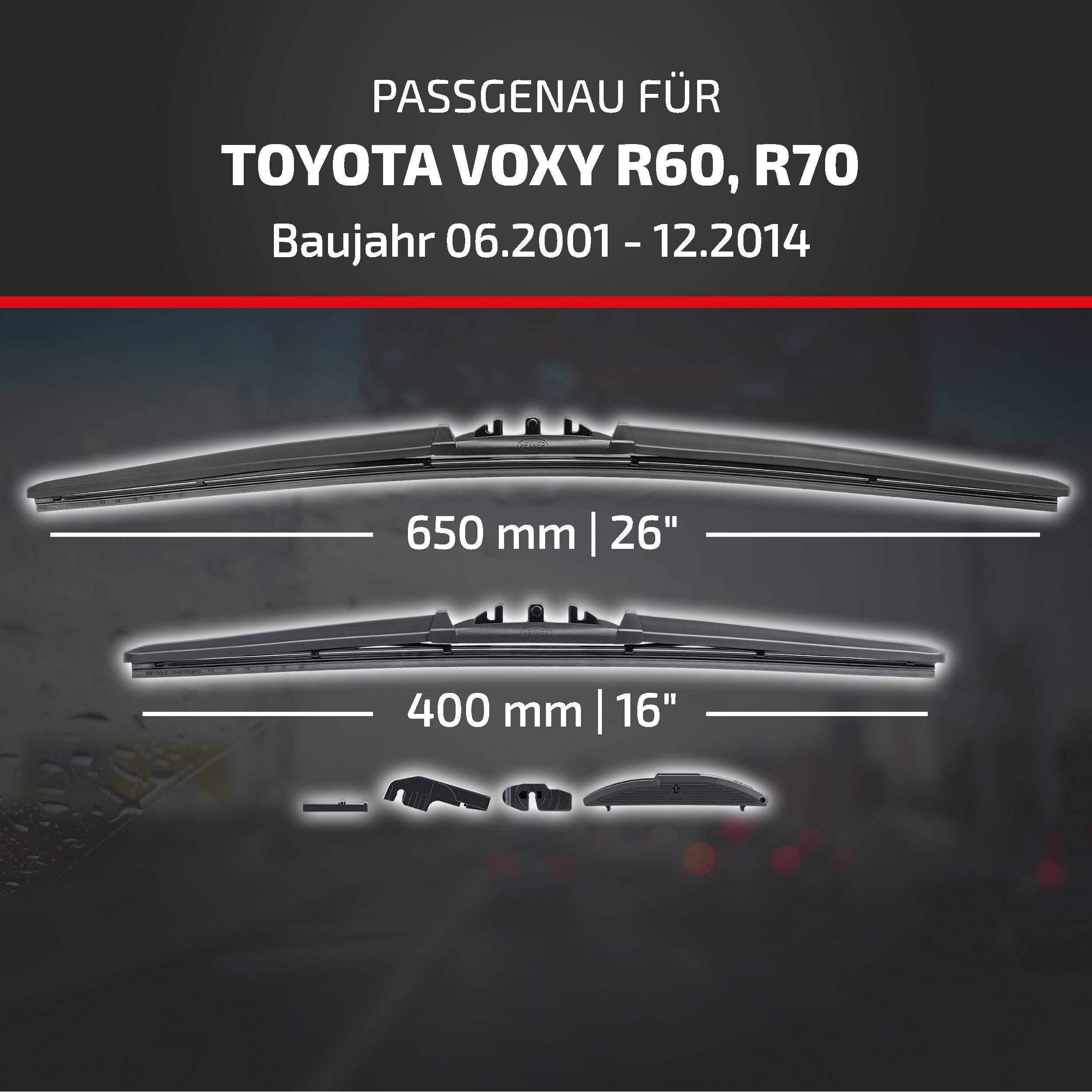 HEYNER® Scheibenwischer komp. mit TOYOTA VOXY (06.2001 - 12.2014) HYBRID Flachbalkenwischer