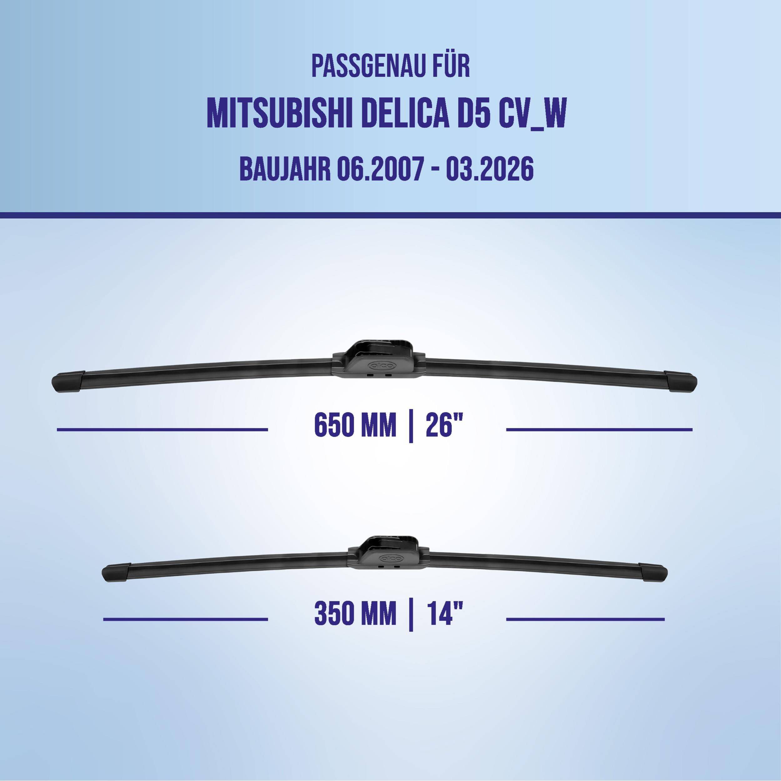 alca® Scheibenwischer ideal für MITSUBISHI DELICA D5 (06.2007 - 03.2026) U-FLAT Flachbalkenwischer