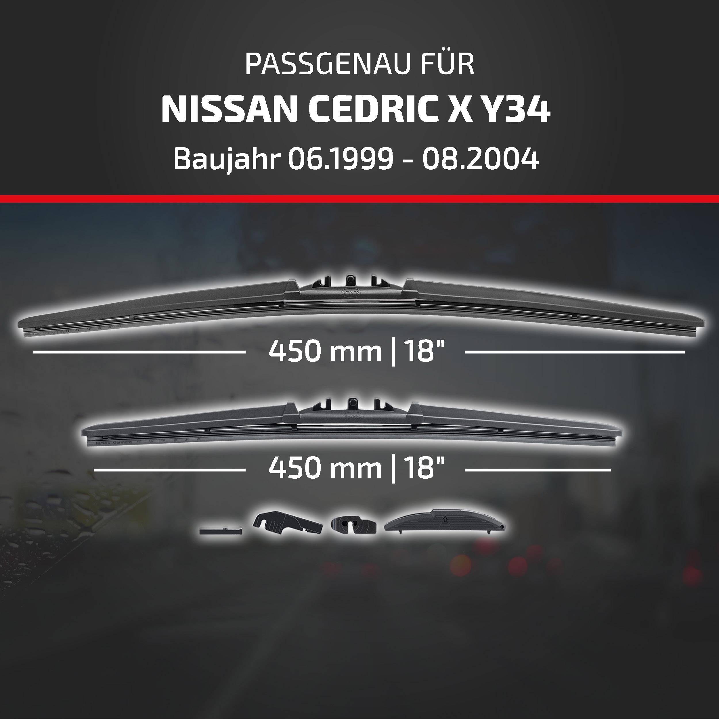 HEYNER® Scheibenwischer komp. mit NISSAN CEDRIC X (06.1999 - 08.2004) HYBRID Flachbalkenwischer