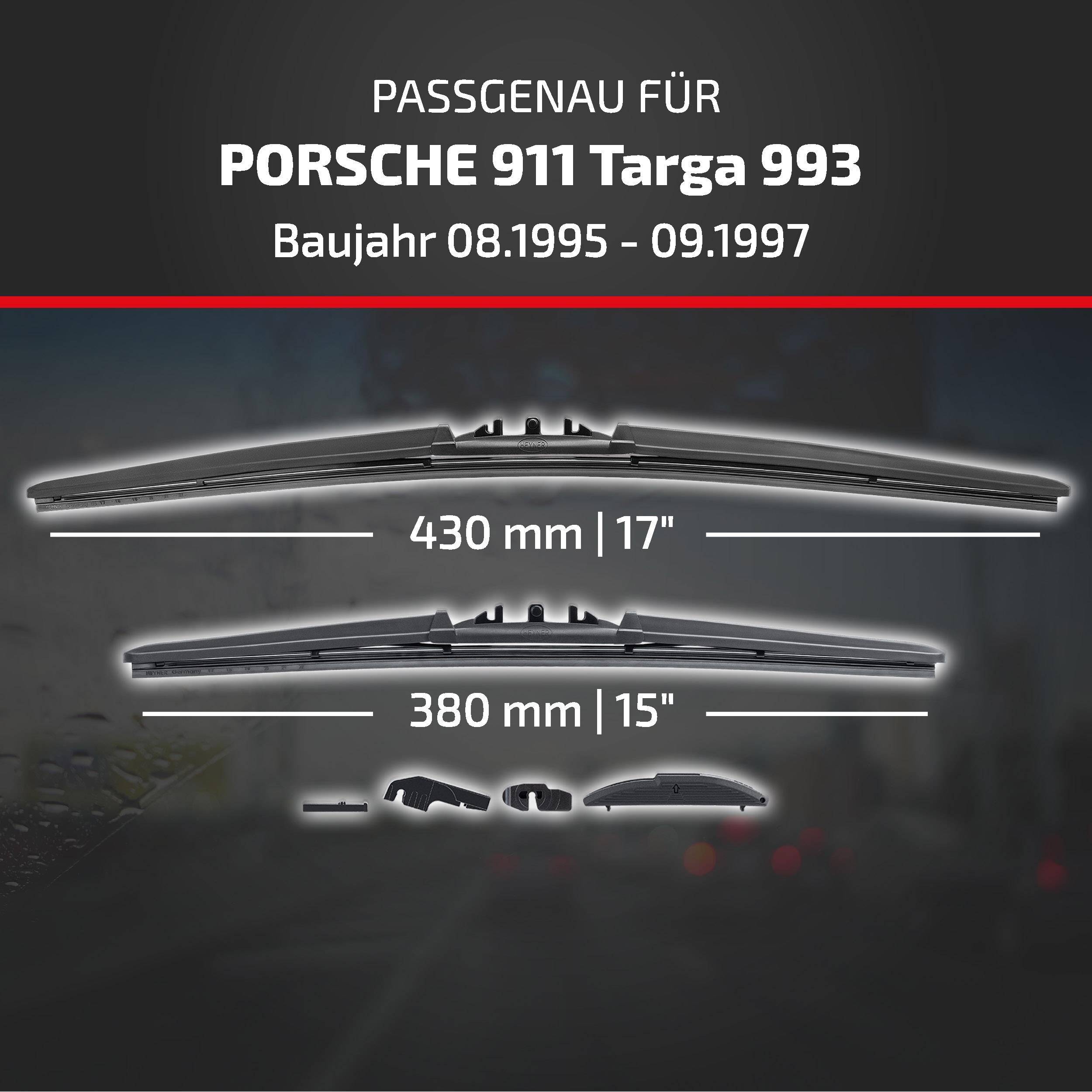 HEYNER® Scheibenwischer komp. mit PORSCHE 911 Targa (08.1995 - 09.1997) HYBRID Flachbalkenwischer