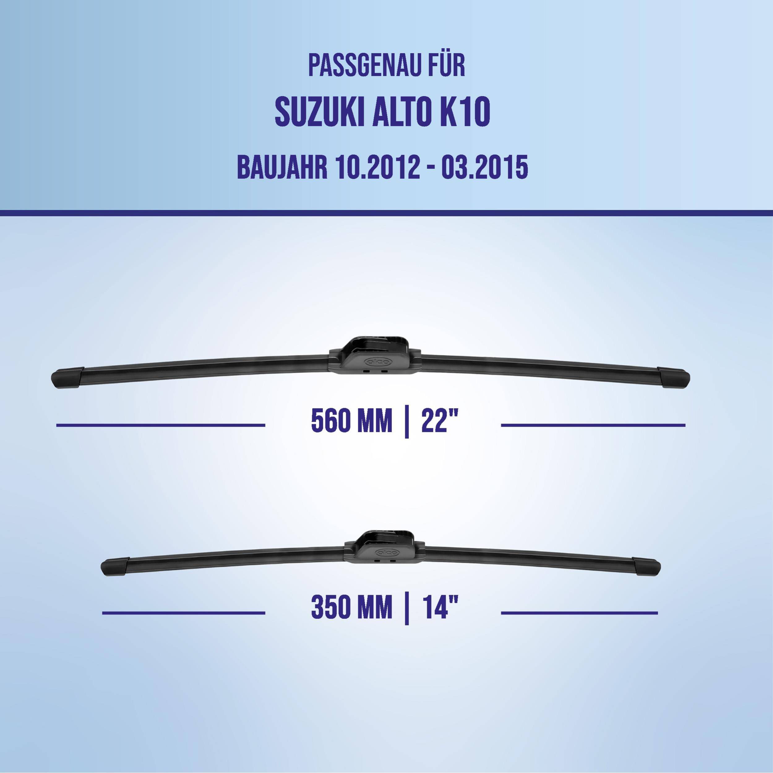 alca® Scheibenwischer ideal für SUZUKI ALTO K10 (10.2012 - 03.2015) U-FLAT Flachbalkenwischer