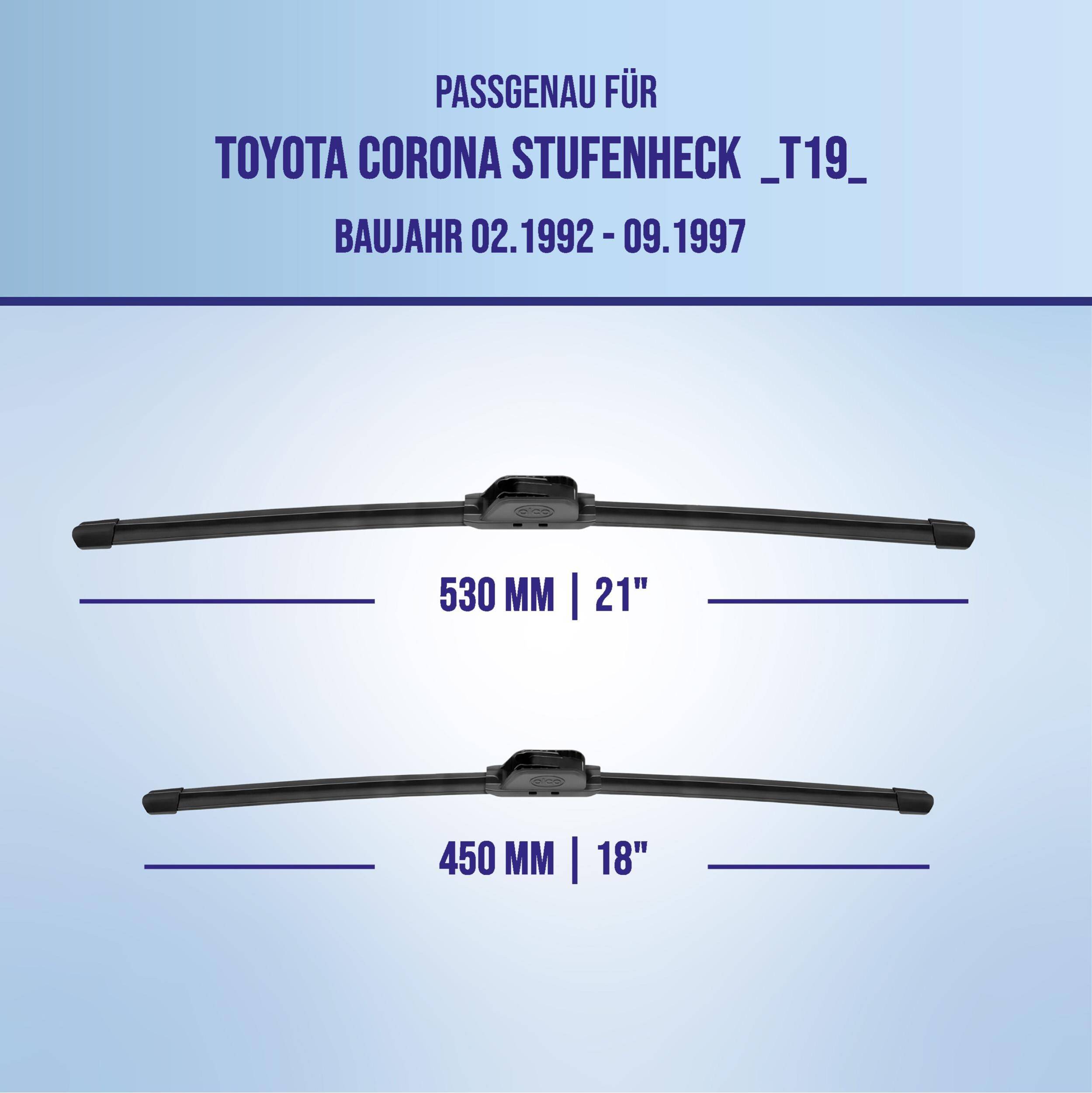 alca® Scheibenwischer ideal für TOYOTA CORONA Stufenheck (02.1992 - 09.1997) U-FLAT Flachbalkenwischer