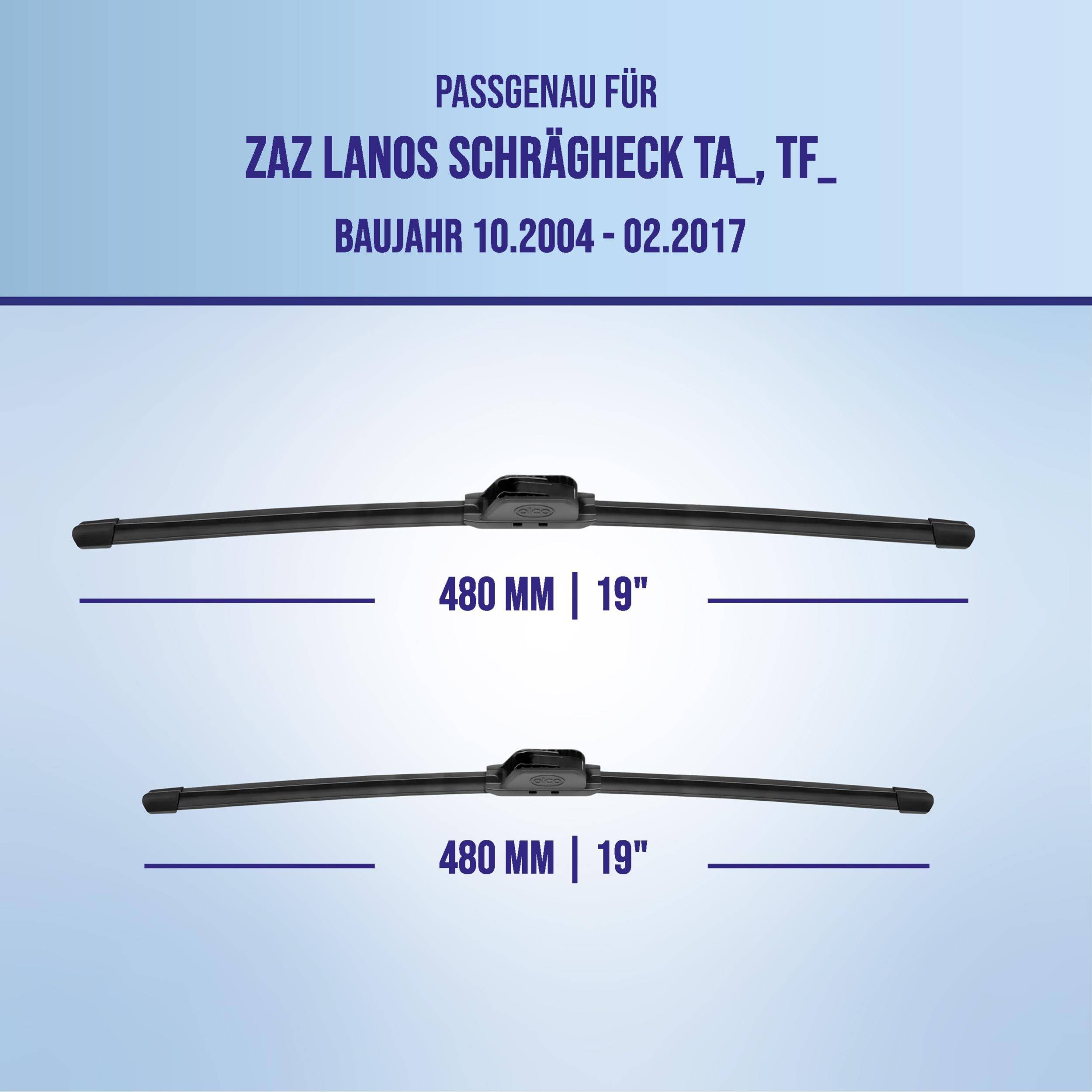 alca® Scheibenwischer ideal für ZAZ LANOS Schrägheck (10.2004 - 02.2017) U-FLAT Flachbalkenwischer