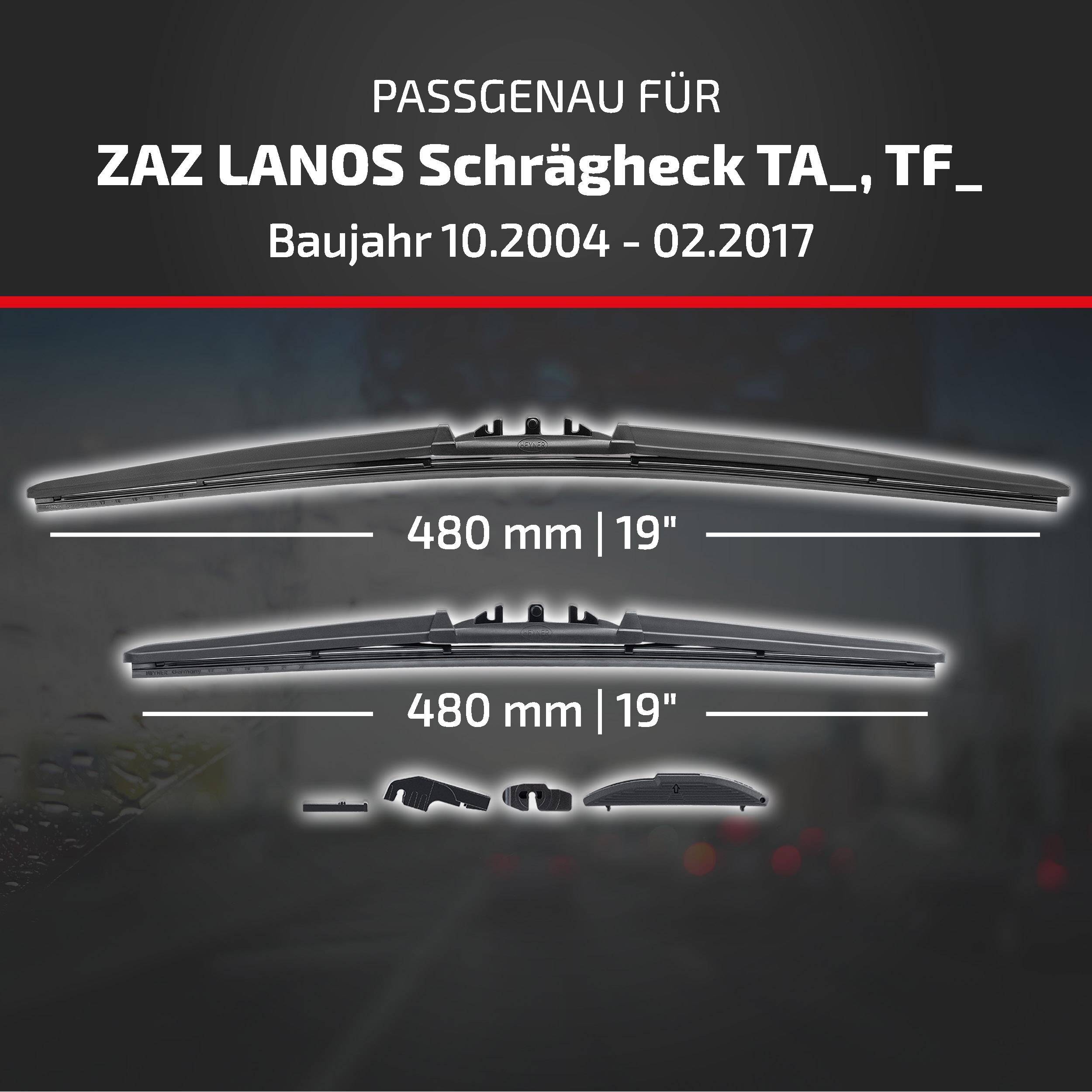 HEYNER® Scheibenwischer für ZAZ LANOS Schrägheck (10.2004 - 02.2017) HYBRID Flachbalkenwischer