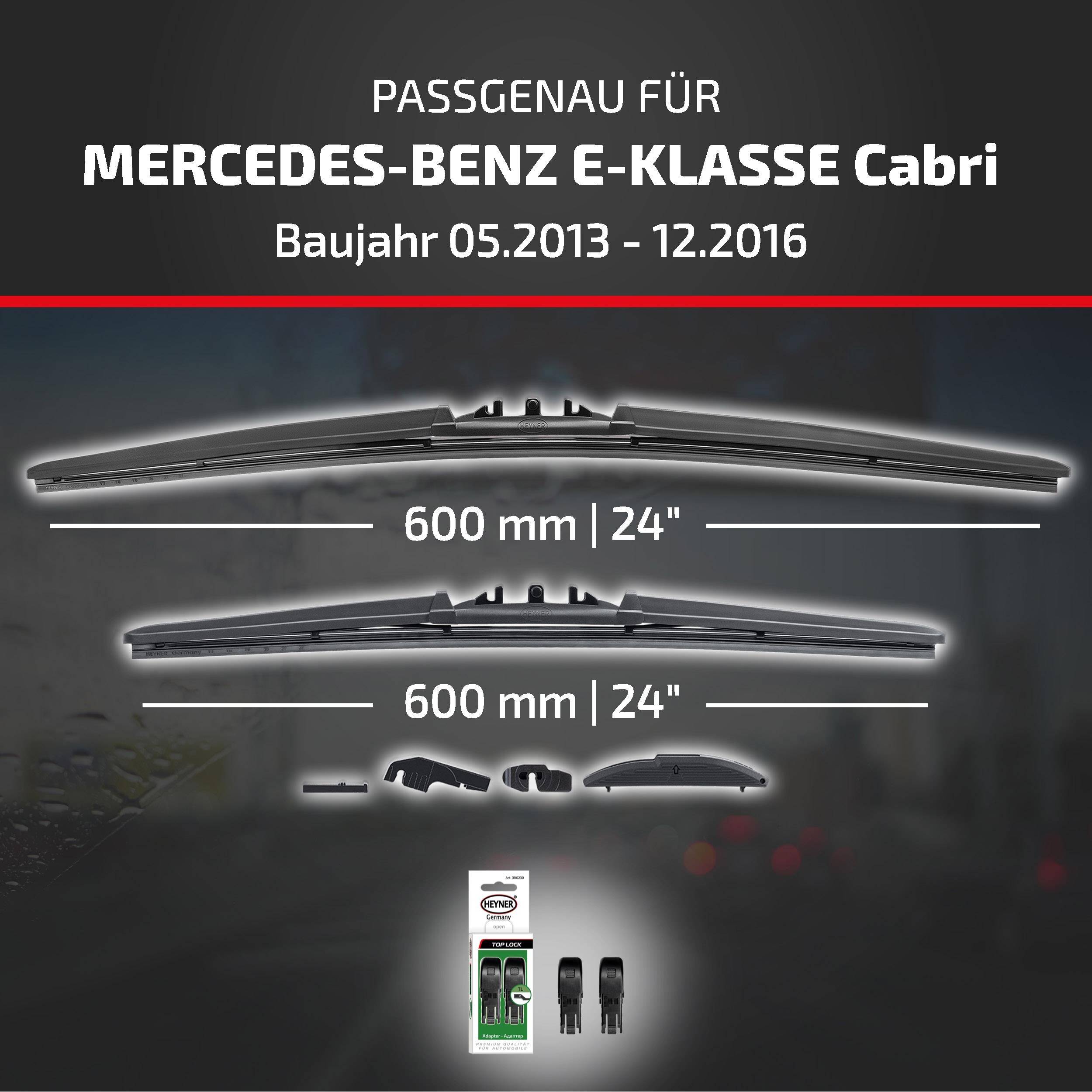 Produktbild zeigt Scheibenwischer für Mercedes-Benz E-Klasse Cabrio, Modelljahre 05/2013-12/2016, beide 600 mm (24