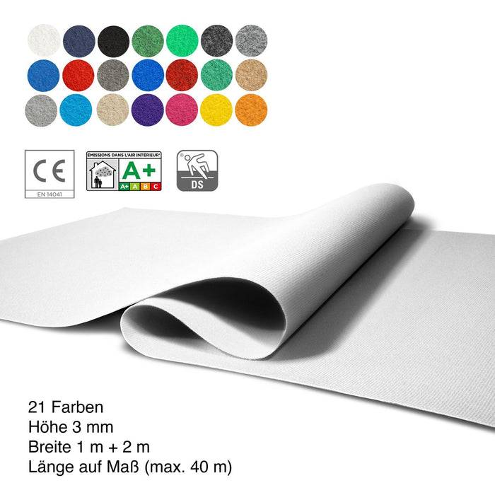 FLOORDIREKT Messeteppich Sintra - Für Messe & Events - Rutschfeste Unterseite - 100 × 200 cm - Weiß