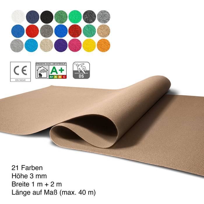 FLOORDIREKT Messeteppich Sintra - Für Messe & Events - Rutschfeste Unterseite - 200 × 50 cm - Beige