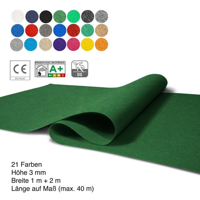 FLOORDIREKT Messeteppich Sintra - Für Messe & Events - Rutschfeste Unterseite - 100 × 300 cm - Dunkelgrün