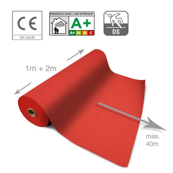 FLOORDIREKT Messeteppich Sintra - Für Messe & Events - Rutschfeste Unterseite - 200 × 500 cm - Rot