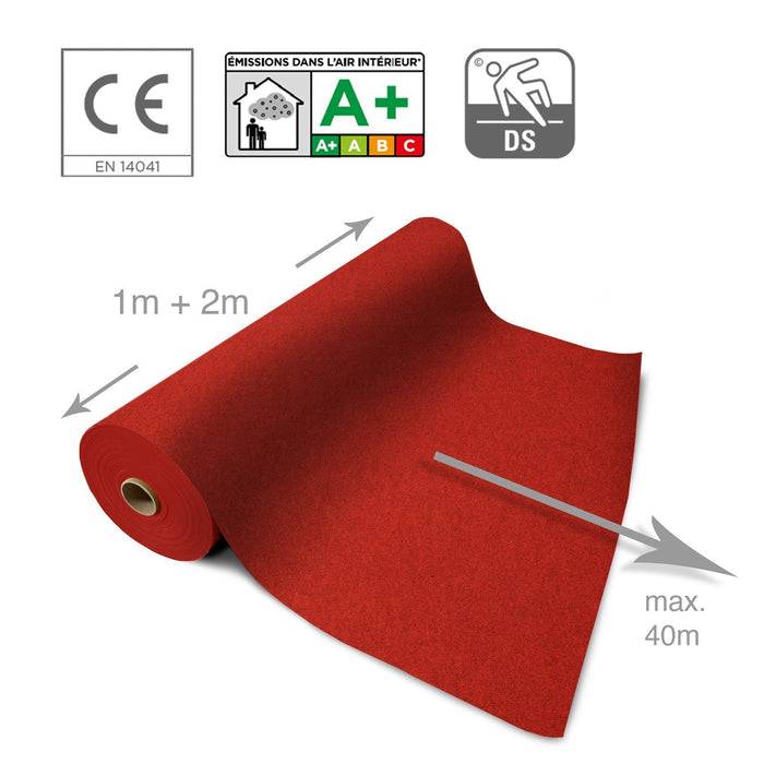 FLOORDIREKT Messeteppich Sintra - Für Messe & Events - Rutschfeste Unterseite - 100 × 100 cm - Rot meliert