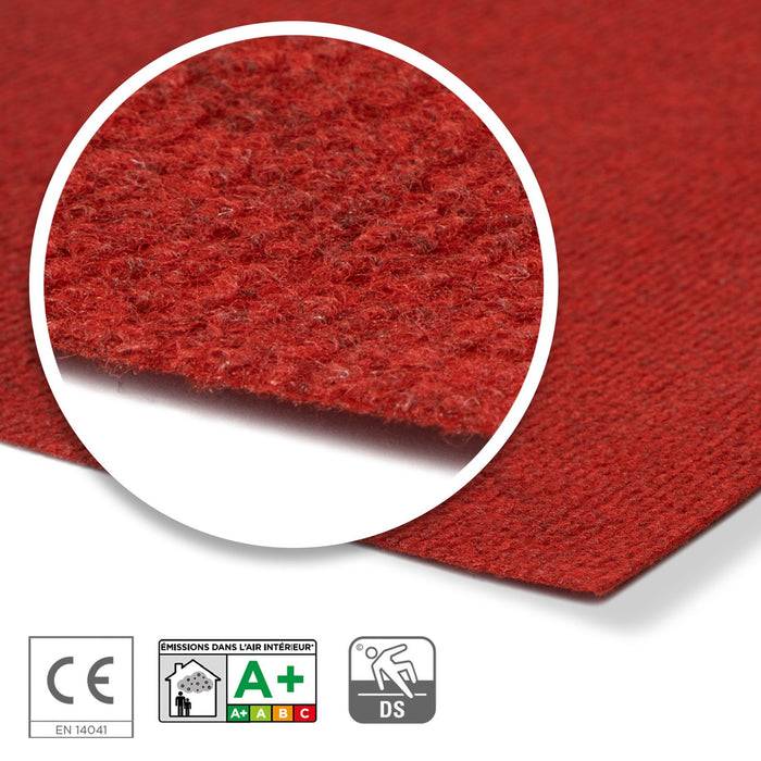 FLOORDIREKT Messeteppich Sintra - Für Messe & Events - Rutschfeste Unterseite - 100 × 300 cm - Rot meliert