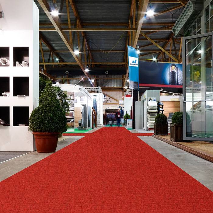 FLOORDIREKT Messeteppich Sintra - Für Messe & Events - Rutschfeste Unterseite - 100 × 300 cm - Rot meliert