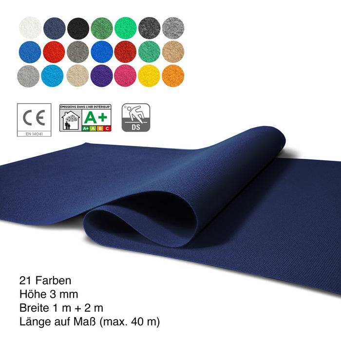 FLOORDIREKT Messeteppich Sintra - Für Messe & Events - Rutschfeste Unterseite - 100 × 150 cm - Dunkelblau
