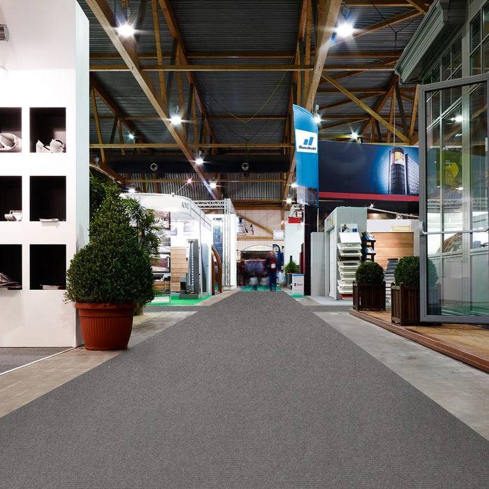 FLOORDIREKT Messeteppich Sintra - Für Messe & Events - Rutschfeste Unterseite - 200 × 500 cm - Grau