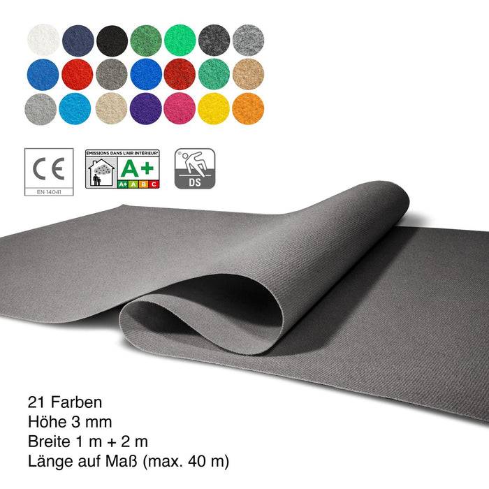 FLOORDIREKT Messeteppich Sintra - Für Messe & Events - Rutschfeste Unterseite - 100 × 50 cm - Grau