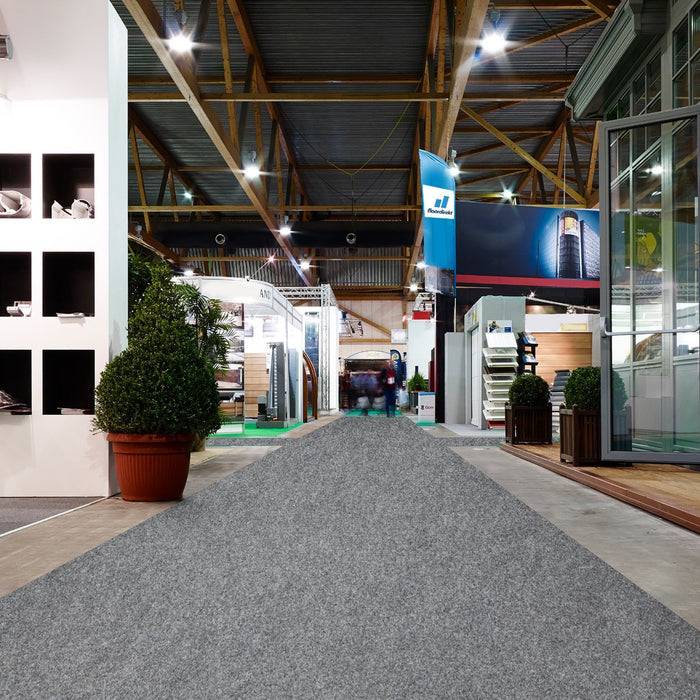 FLOORDIREKT Messeteppich Sintra - Für Messe & Events - Rutschfeste Unterseite - 200 × 350 cm - Grau meliert