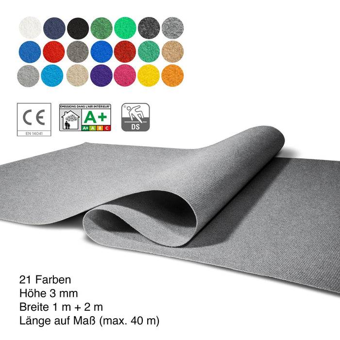 FLOORDIREKT Messeteppich Sintra - Für Messe & Events - Rutschfeste Unterseite - 100 × 400 cm - Grau meliert