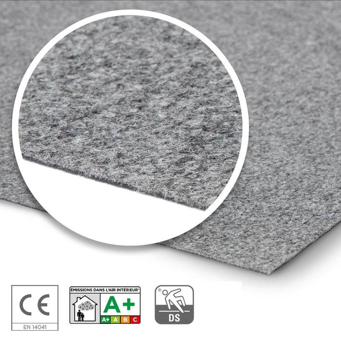 FLOORDIREKT Messeteppich Sintra - Für Messe & Events - Rutschfeste Unterseite - 100 × 150 cm - Grau meliert
