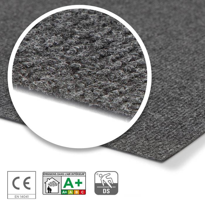 FLOORDIREKT Messeteppich Sintra - Für Messe & Events - Rutschfeste Unterseite - 100 × 50 cm - Dunkelgrau