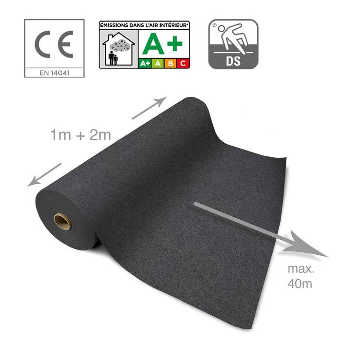 FLOORDIREKT Messeteppich Sintra - Für Messe & Events - Rutschfeste Unterseite - 200 × 50 cm - Dunkelgrau