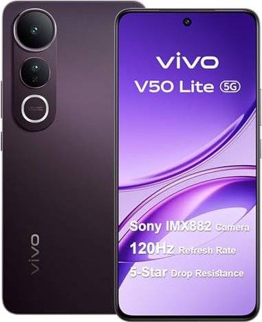 Vivo V50 Lite 5G 8GB 256GB, 120Hz 6.77'' AMOLED, 50 MP ,5200 mAh Akku, Dual-SIM, IP69, Android 15, Schwarz (5669310)