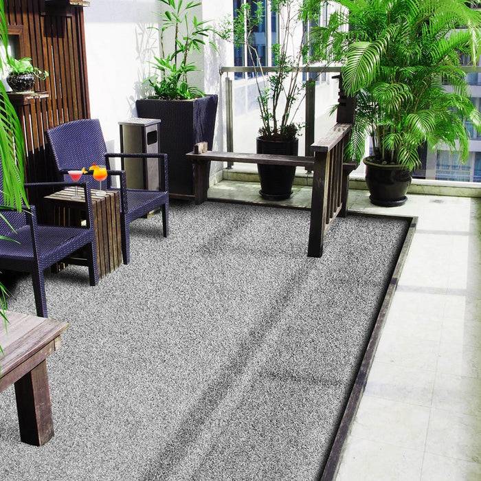 FLOORDIREKT Rasenteppich Farbwunder - Robust & einfach zu verlegen - Ideal für Balkon & Terrasse - 133 cm x 400 cm - Grau