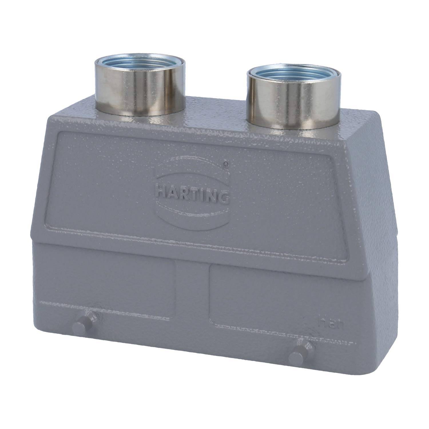 HARTING Han 24B Tüllengehäuse hoch, 2xM25 gerader Kabelabgang, für 2 Bügel (am Unterteil) Verschraubung M25