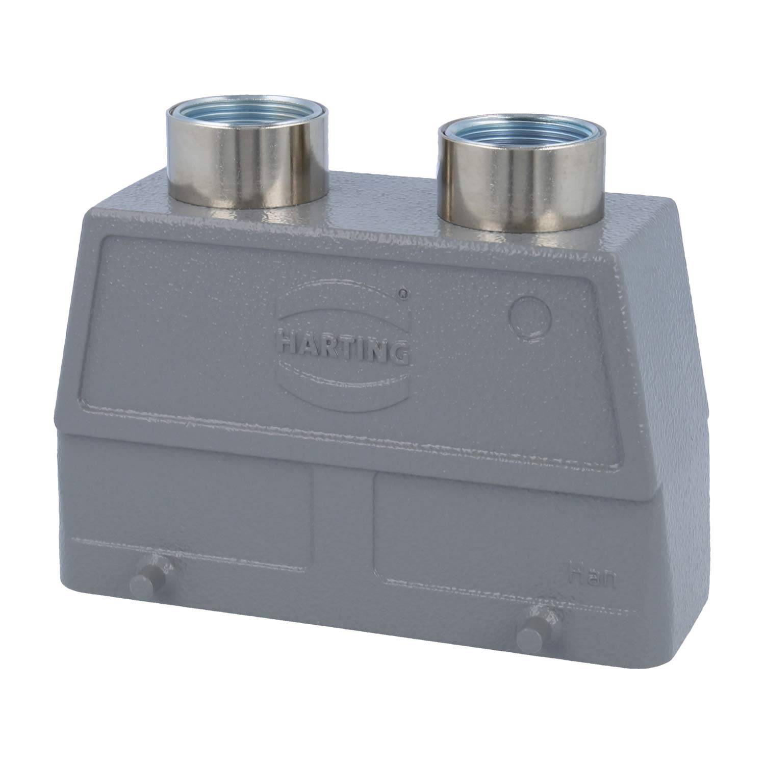 HARTING Han 24B Tüllengehäuse hoch, 2xM25 gerader Kabelabgang, für 2 Bügel (am Unterteil) Verschraubung M25