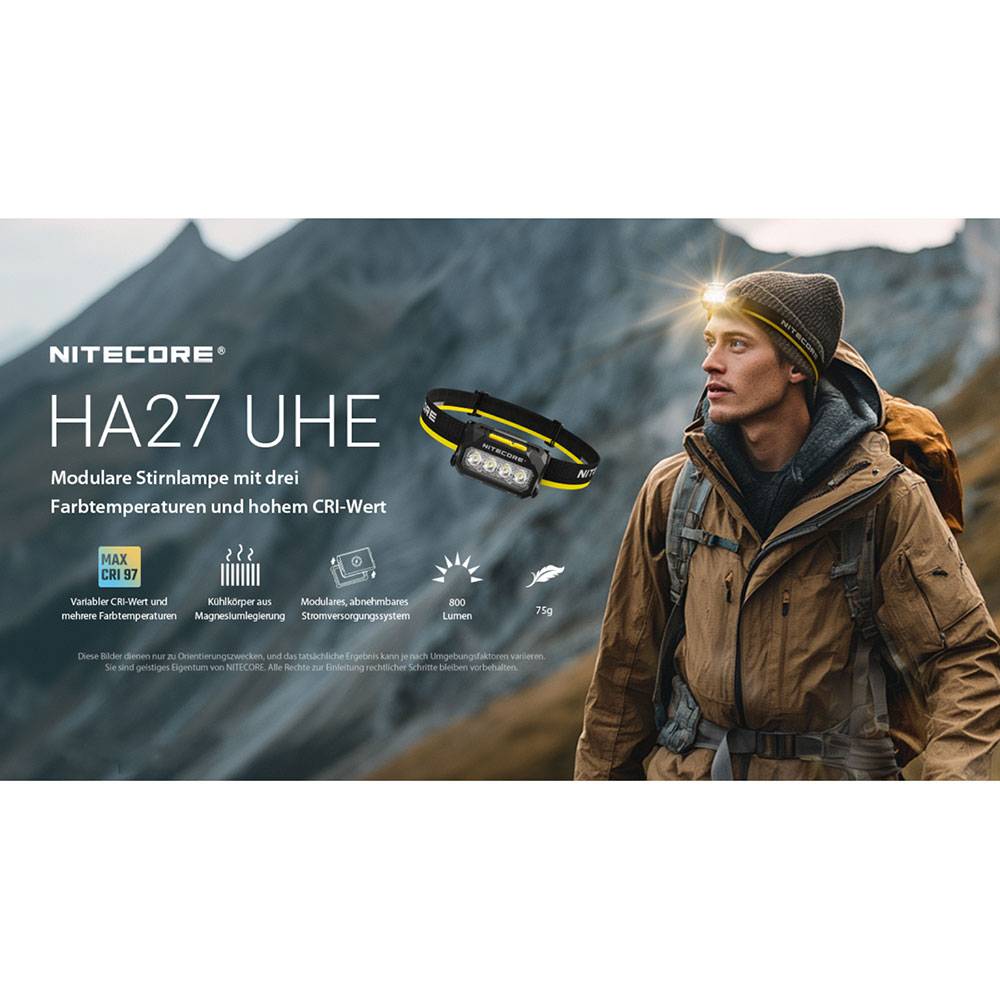 Nitecore HA27 UHE LED-Stirnlampe 800 Lumen - Schwarz