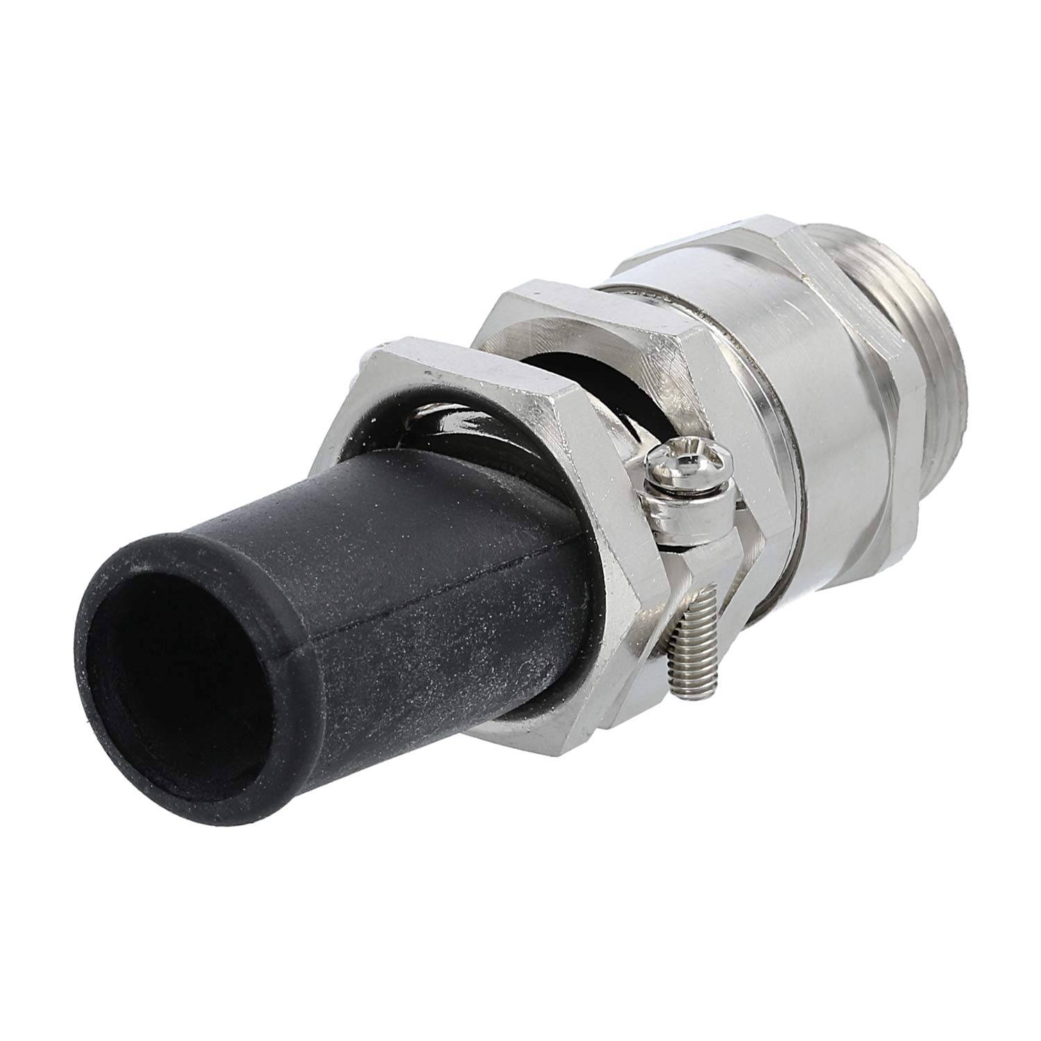 Verschraubung mit Biegeschutz M25x1,5 ZBKM-25/4L Sechskant-Zwischenstutzen Messing (CuZn) vernickelt Gewindelänge