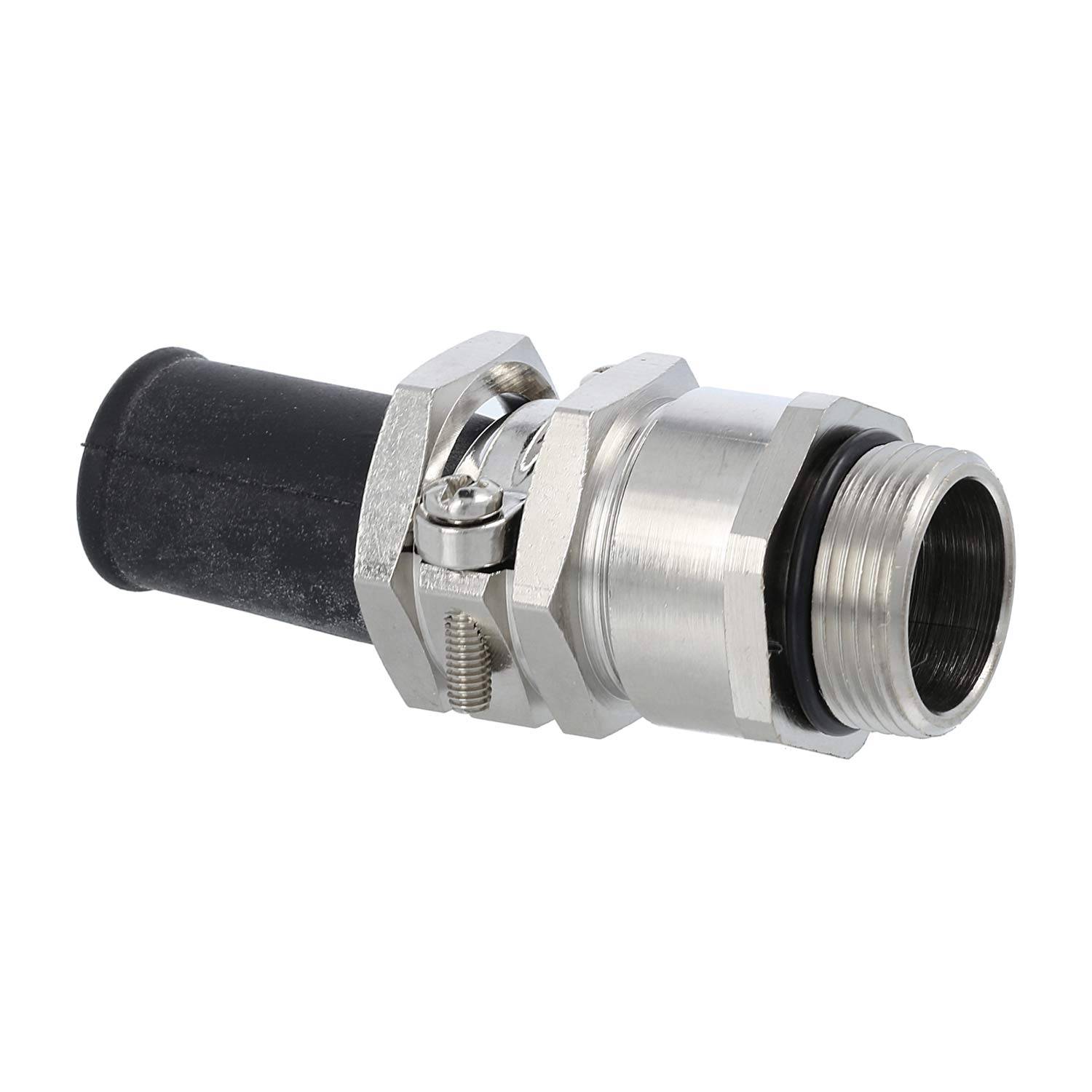 Verschraubung mit Biegeschutz M25x1,5 ZBKM-25/4L Sechskant-Zwischenstutzen Messing (CuZn) vernickelt Gewindelänge