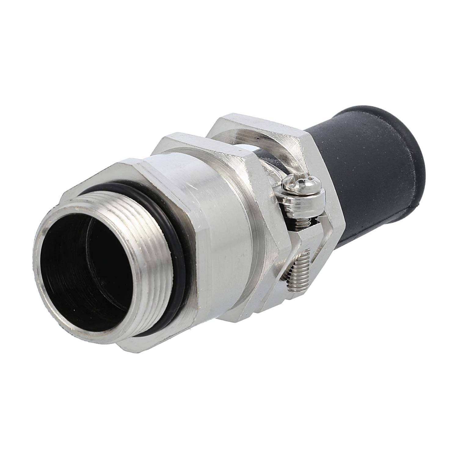 Verschraubung mit Biegeschutz M25x1,5 ZBKM-25/4L Sechskant-Zwischenstutzen Messing (CuZn) vernickelt Gewindelänge