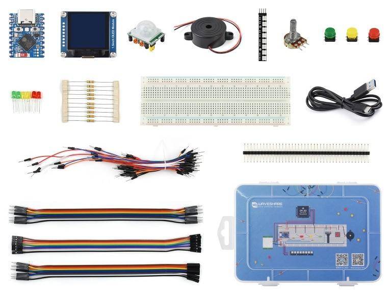 Waveshare ESP32-S3-Zero Basic Kit, OLED 1,5 Zoll, PIR Sensor, WS2812 RGB, USB-C, 240 MHz
