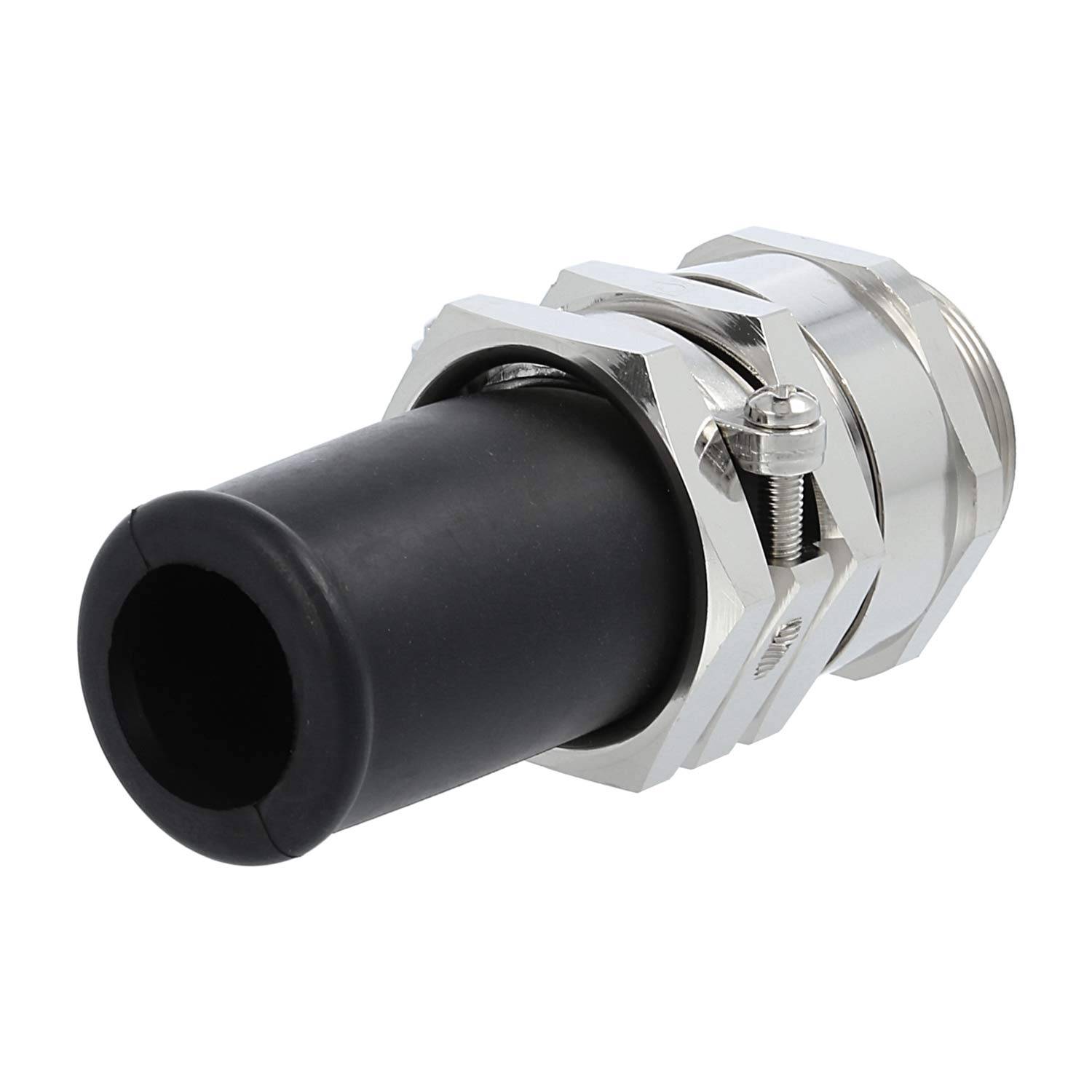 Verschraubung mit Biegeschutz M40x1,5 ZBKM-40/2L Sechskant-Zwischenstutzen Messing (CuZn) vernickelt Gewindelänge