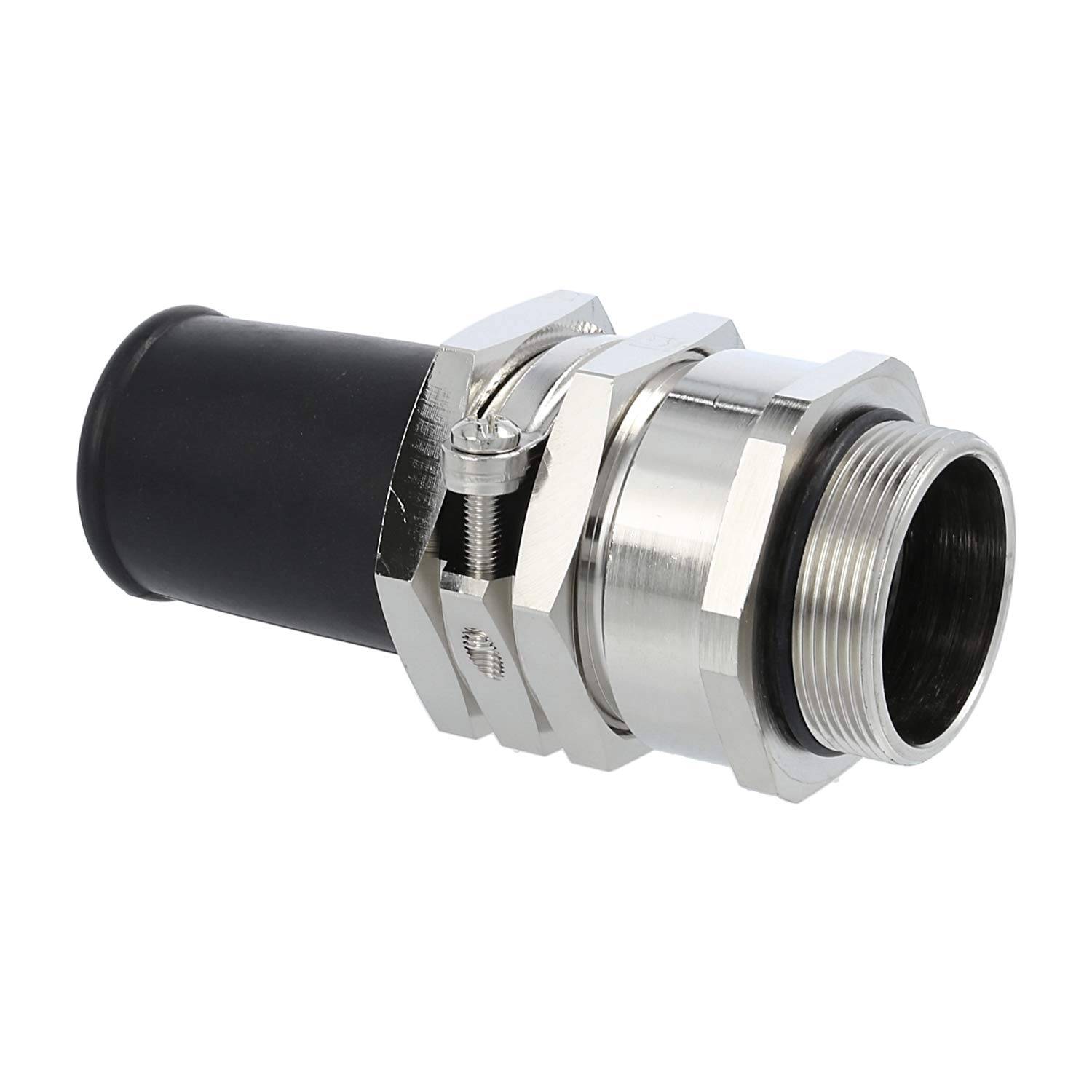 Verschraubung mit Biegeschutz M40x1,5 ZBKM-40/2L Sechskant-Zwischenstutzen Messing (CuZn) vernickelt Gewindelänge