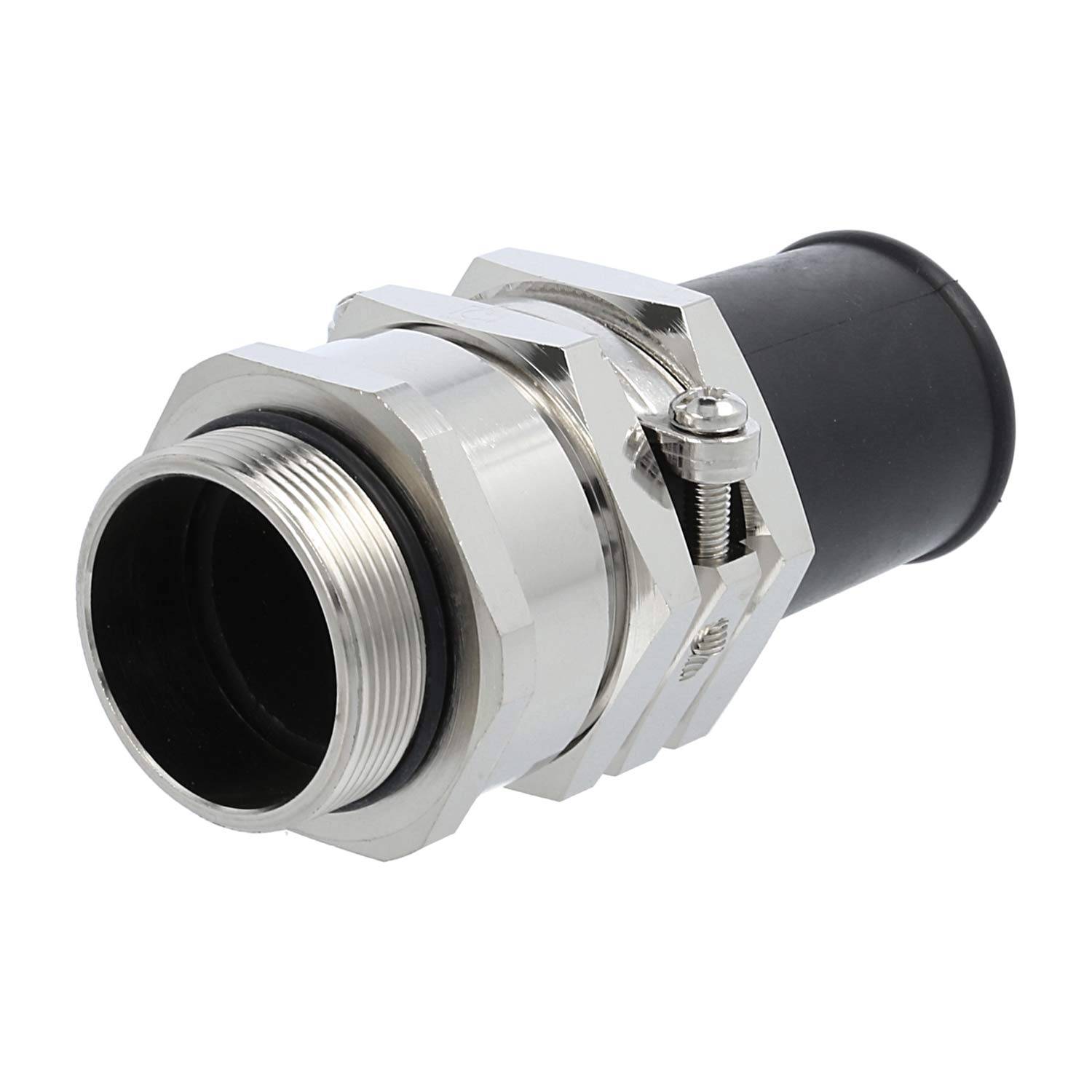 Verschraubung mit Biegeschutz M40x1,5 ZBKM-40/2L Sechskant-Zwischenstutzen Messing (CuZn) vernickelt Gewindelänge