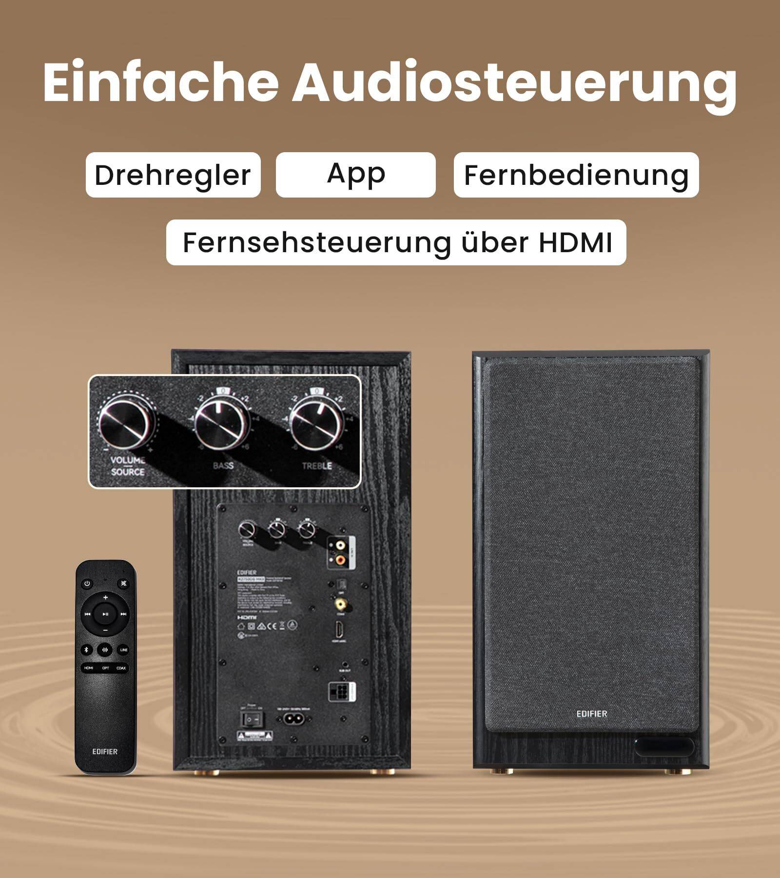 Edifier R2750DB MKII Aktive Regallautsprecher, 144W, Hi-Res Audio, Bluetooth 6.0 – Nussbraun