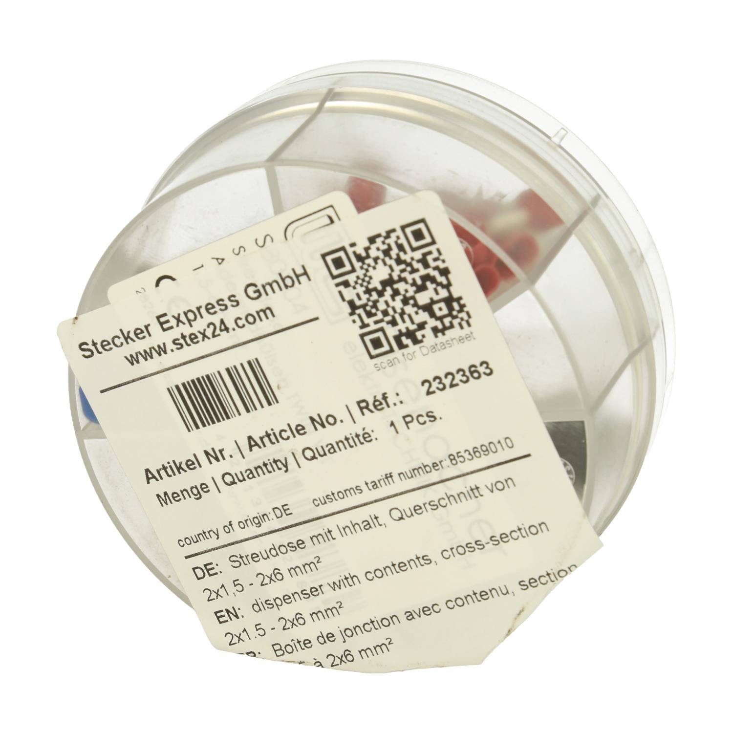 Streudose mit TWIN-Aderendhülsen isoliert, Größe N, Farbe Kodierung WN verschiedene Farben - 1 Stück