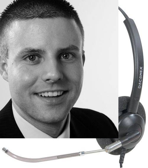 Dacomex Telefon-Headset, 1 Ohrmuschel, RJ9-Anschluss, schwarz