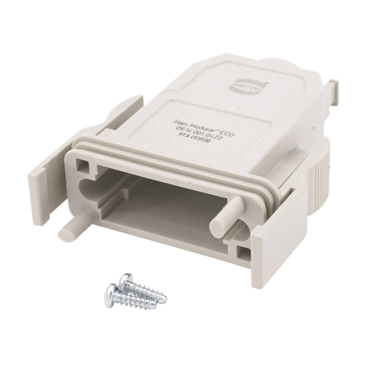 HARTING Han Modular ECO Tüllengehäuse, 1 gerader Kabelabgang, mit 2 Klammern Klemmbereich 0,0mm - 14,65mm - 1 Stück