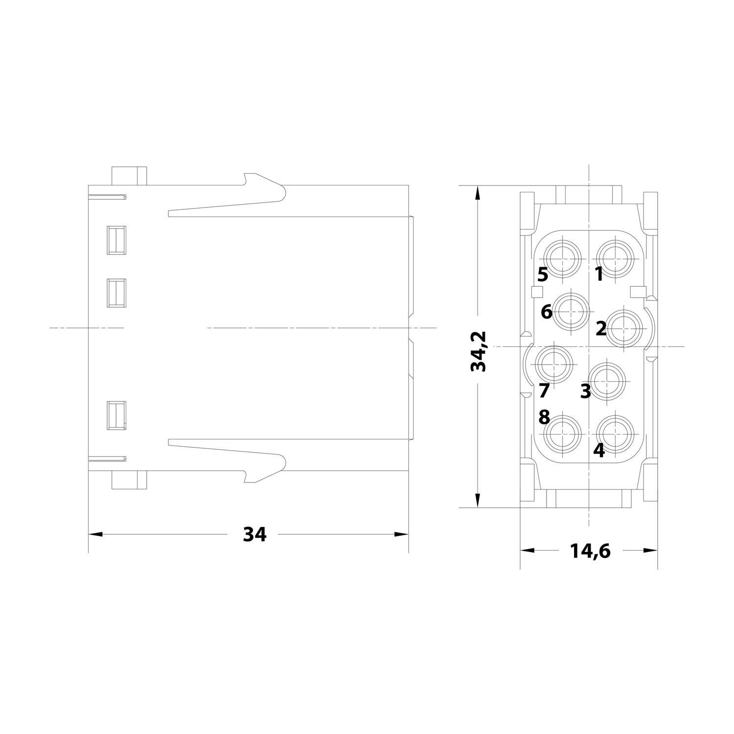 HARTING Han EE Modul Stifteinsatz (M) Crimpanschluss, 8-polig 400V, 16A - 1 Stück